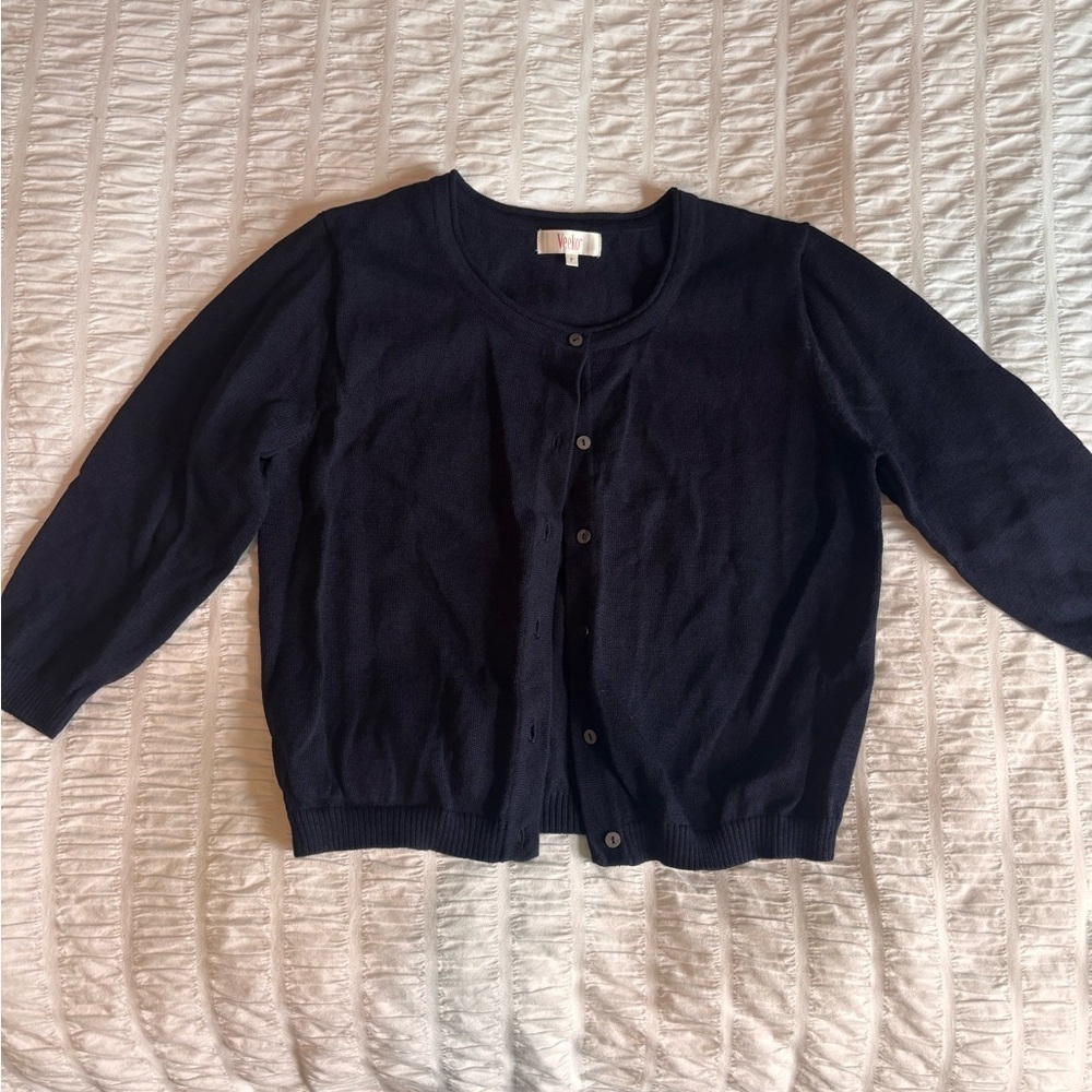 Classic Navy Blue Women's Cardigan - Picture 10 of 10